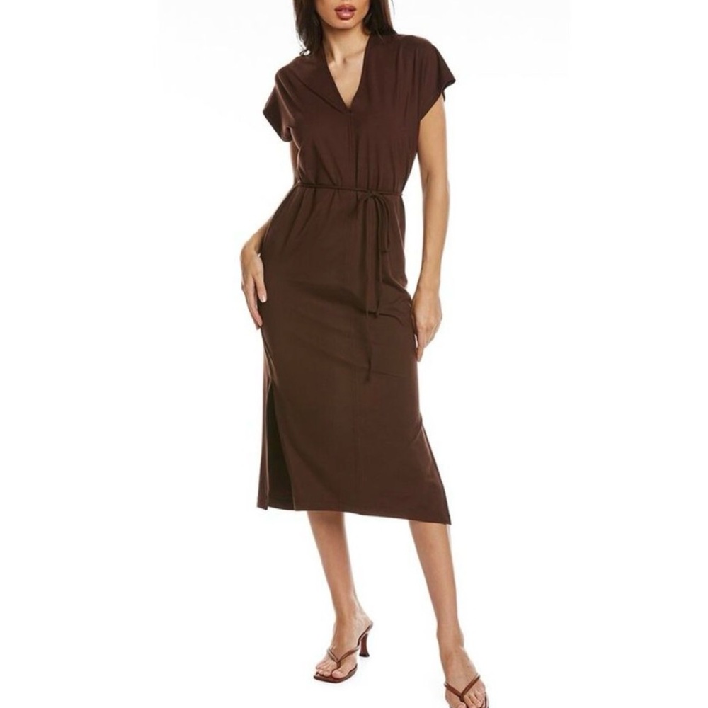 Vince Brown Popover double V-neck Dress Sz Small nwt Sz Small